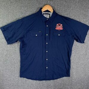 Poncho Shirt Men Large Regular Fit Blue Short Sleeve Western Performance Pockets